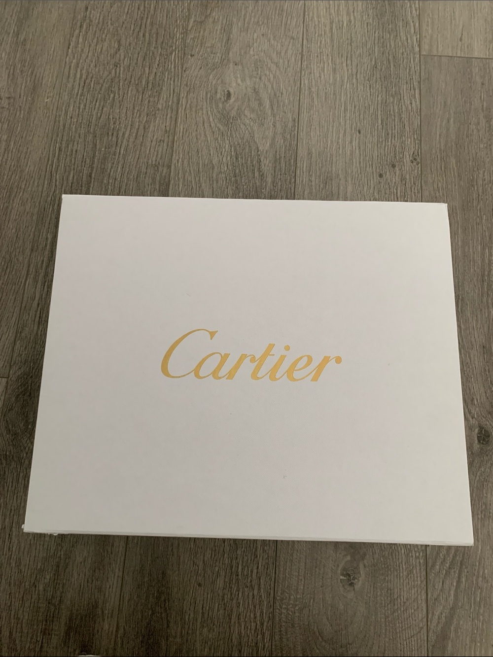 Cartier White Gift/Dust/Storage Box with Gold Script Logo sz 13/10.5/6
